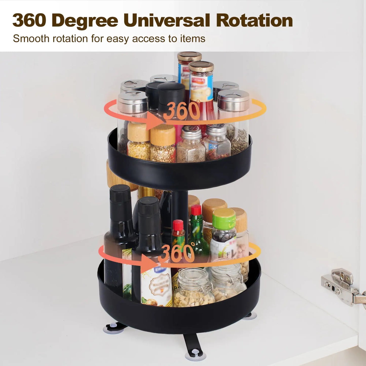 Two Tier Rotating Spice Rack Organizer for Kitchen Counter