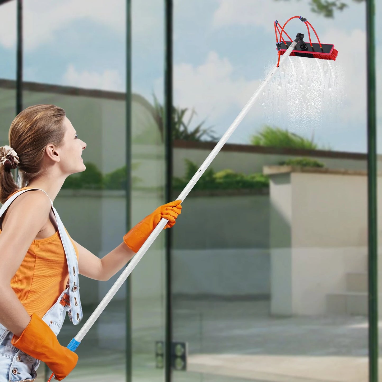 Solar Panel Cleaning Brush With Telescopic Pole And Water Fed System Hose Kit