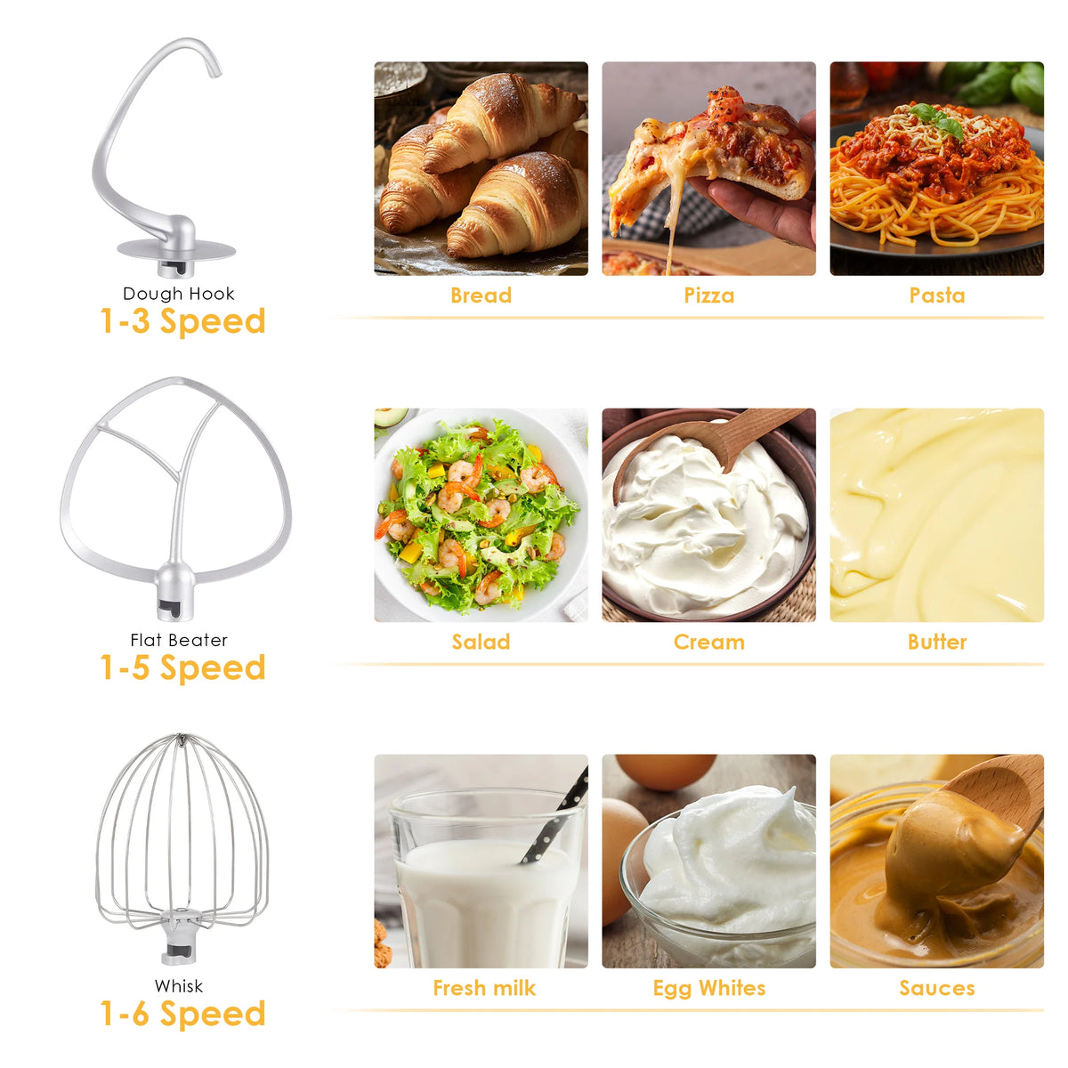 Biolomix Kitchen Stand Mixer With Dough Hook And Wire Whisk
