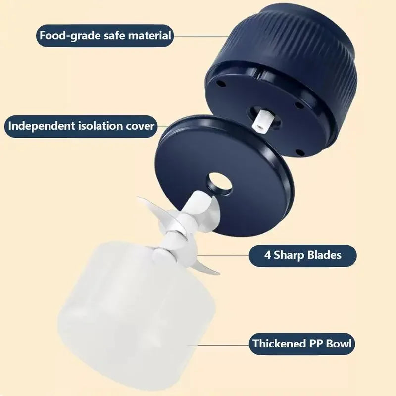 Electric Garlic Chopper Cordless With Four Sharp Blades 300ML