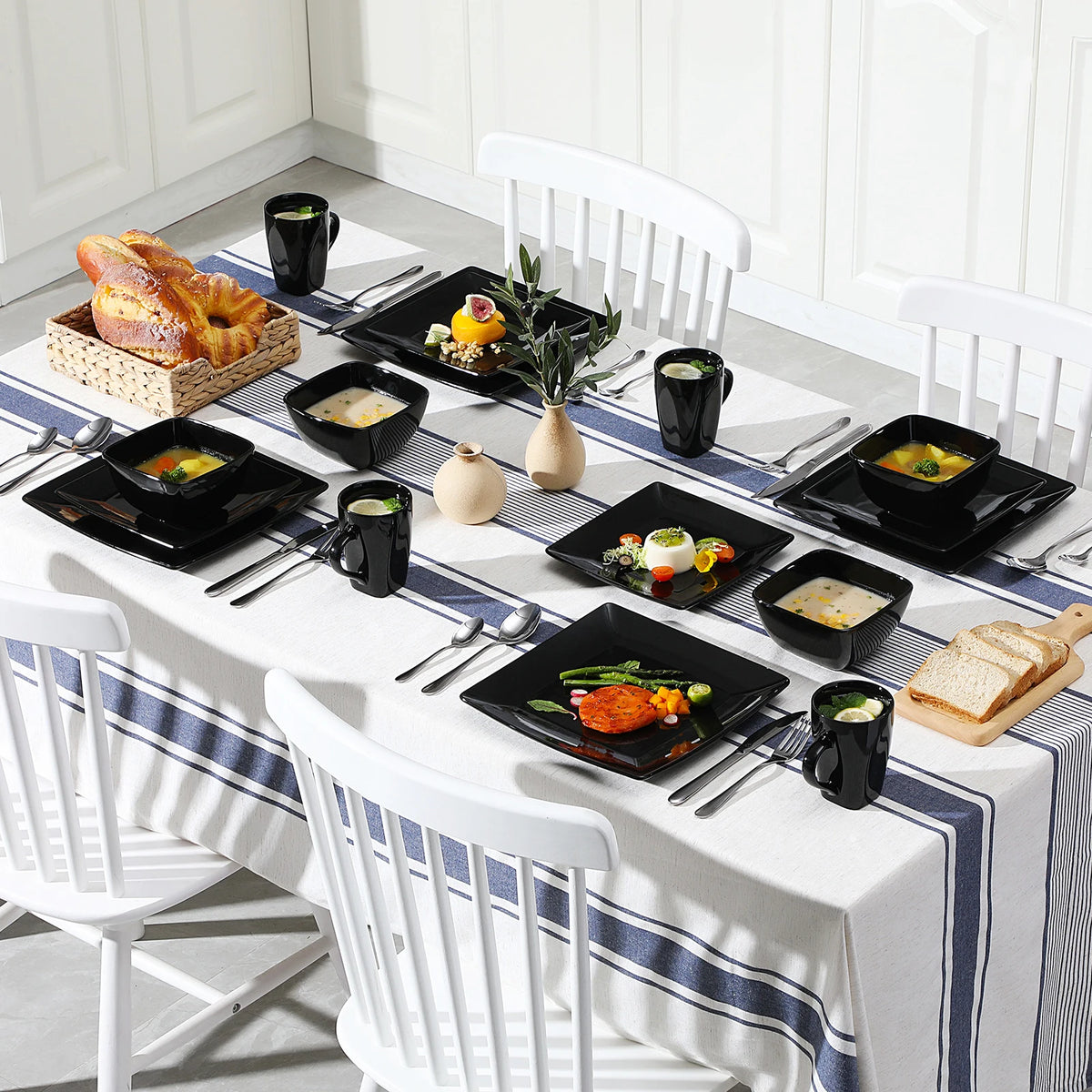 Vancasso Soho Porcelain Ceramic Square Dinnerware Set_COLLECTION