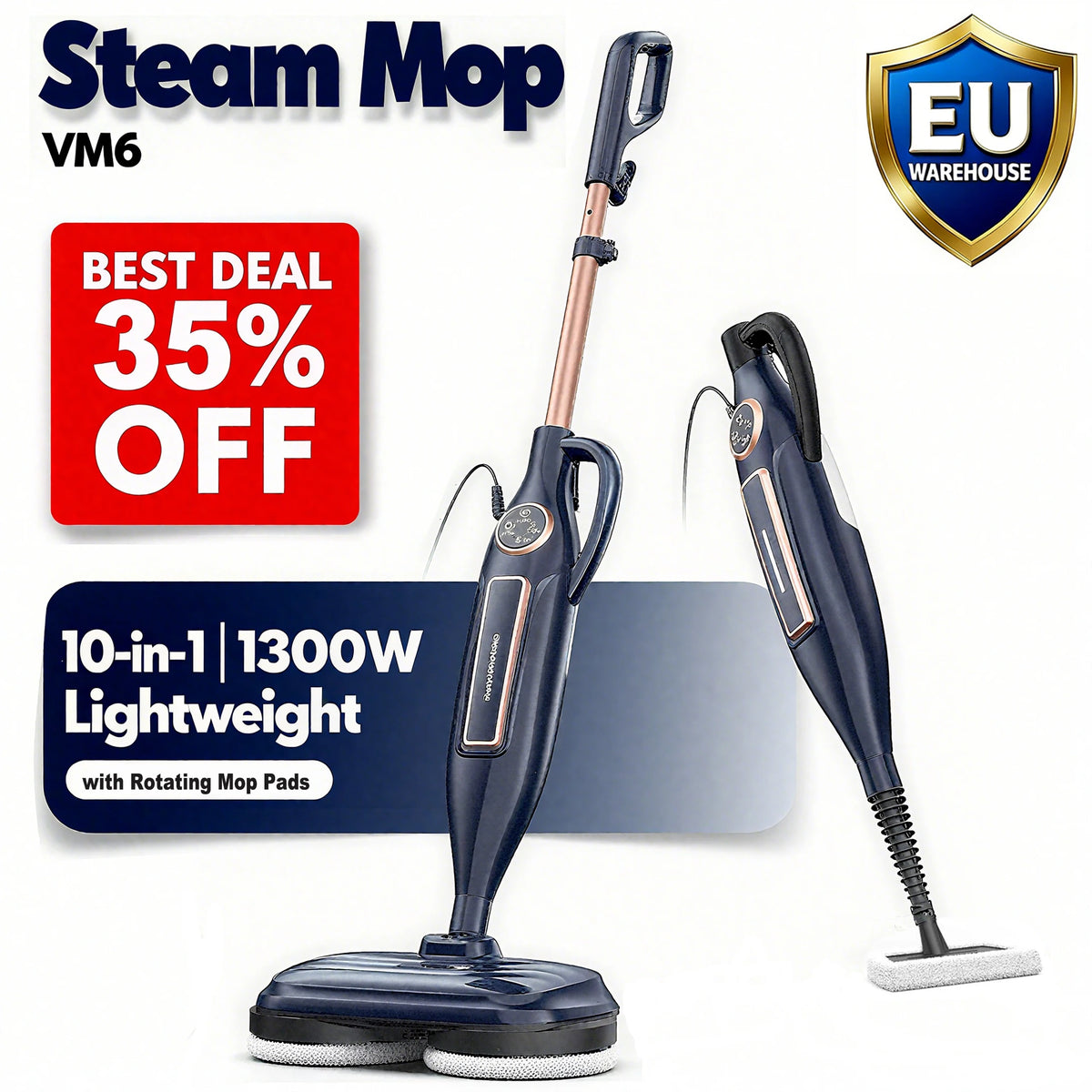 INSE VM6 Steam Mop With Rotating Floor Pad For Homes