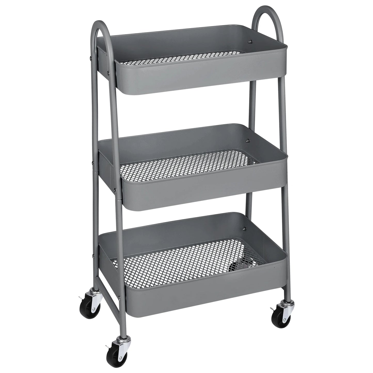 JHK 3 Tier Metal Storage Kitchen Cart With Lockable Wheels Mobile Shelving Unit