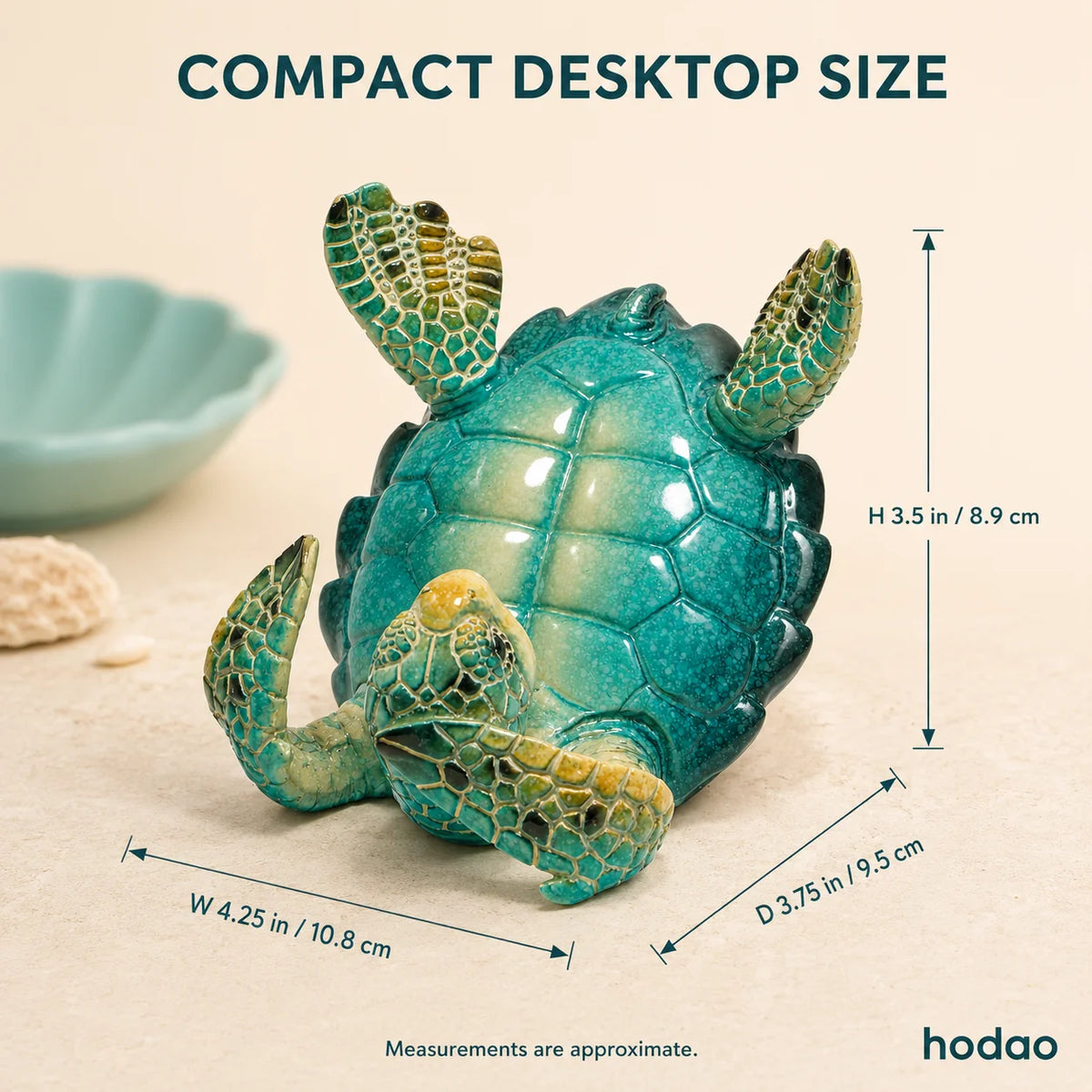 Hodao Resin Sea Turtle Phone Holder Stand Coastal Desk Decor