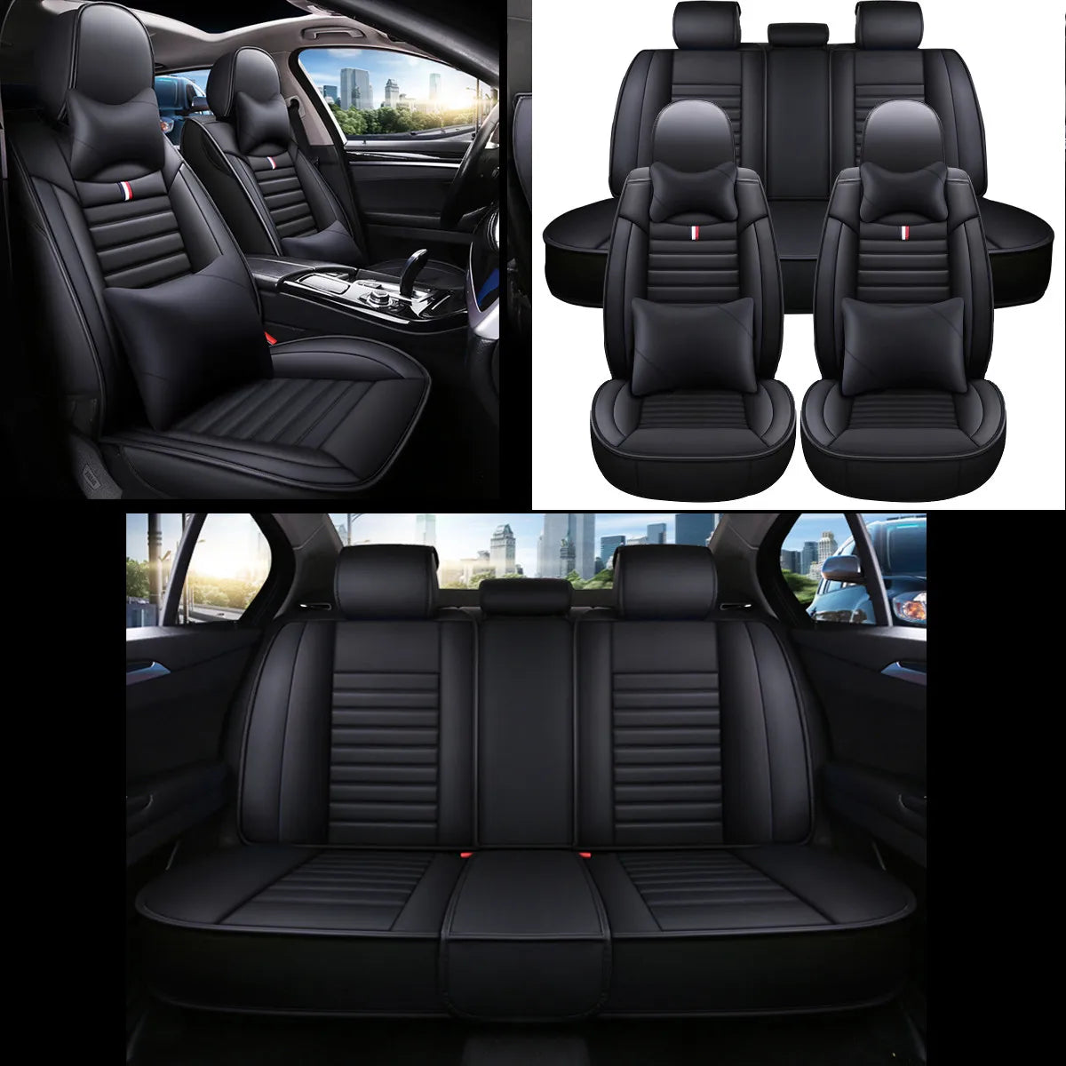 Kroak Universal 5 Seat PU Leather Car Seat Covers With Cushions