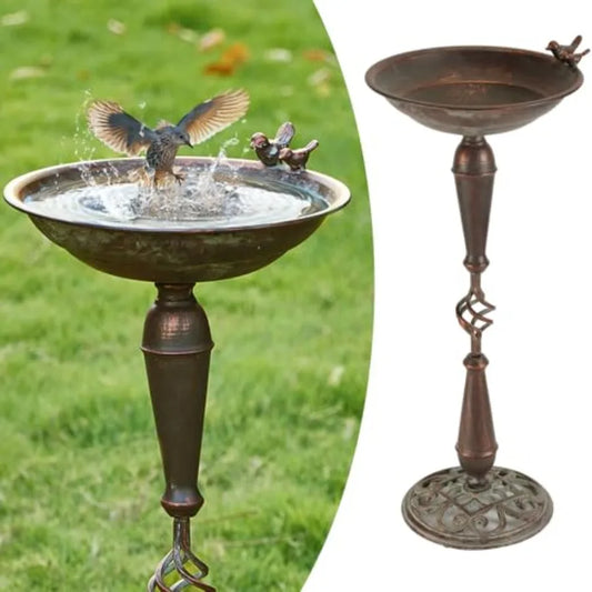 Cast Iron Pedestal Bird Bath Outdoor Garden Decoration