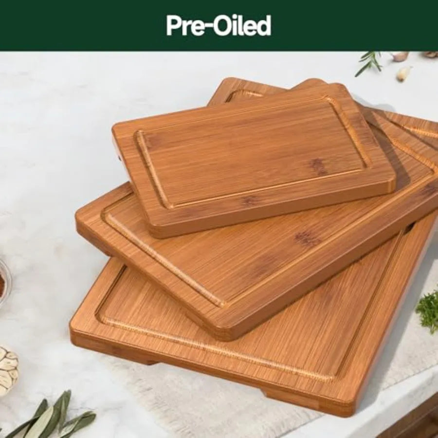 Wood Cutting Board With Deep Juice Grooves And PreOiled Finish