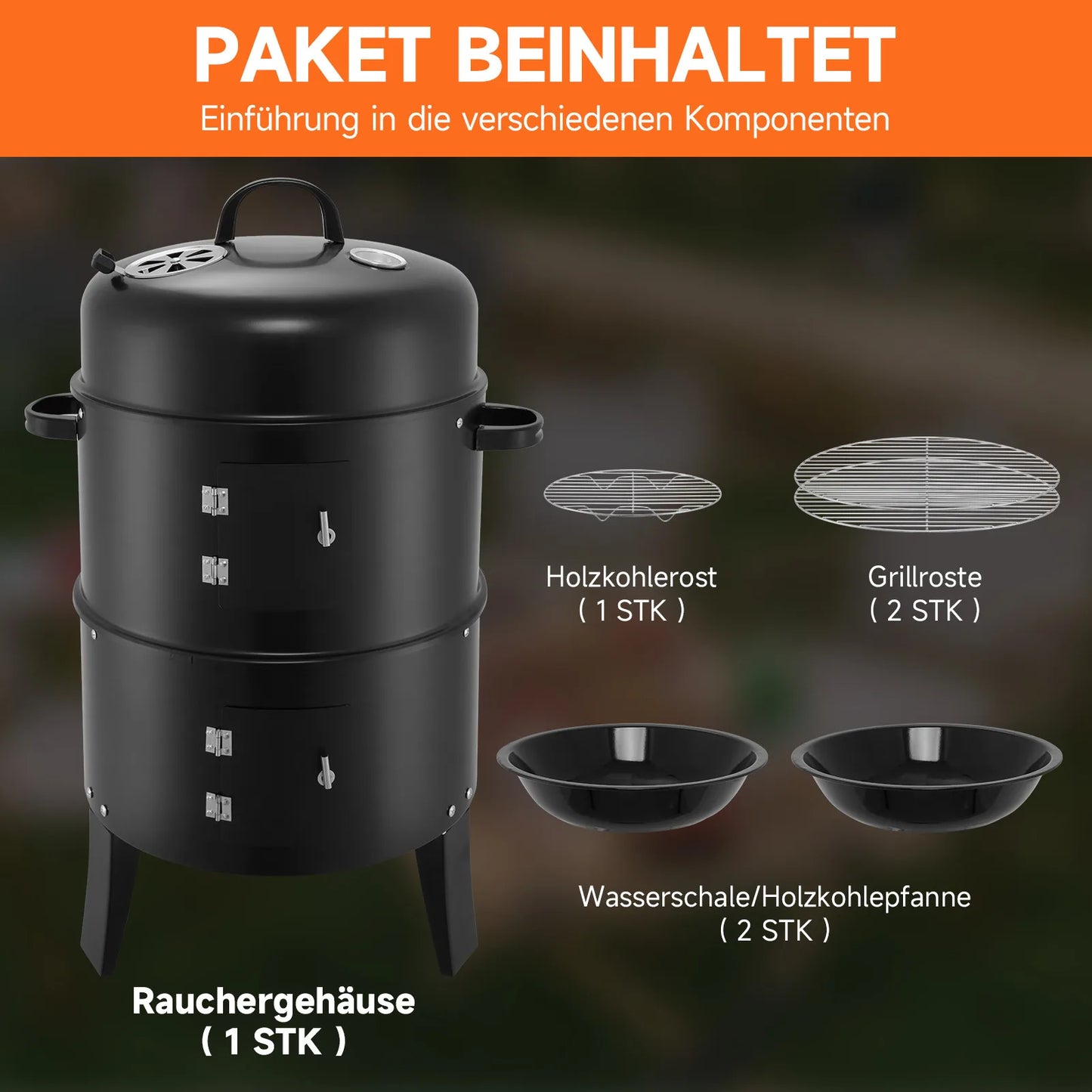Three In One Smoked Grill Vertical Portable Smoker For Camping