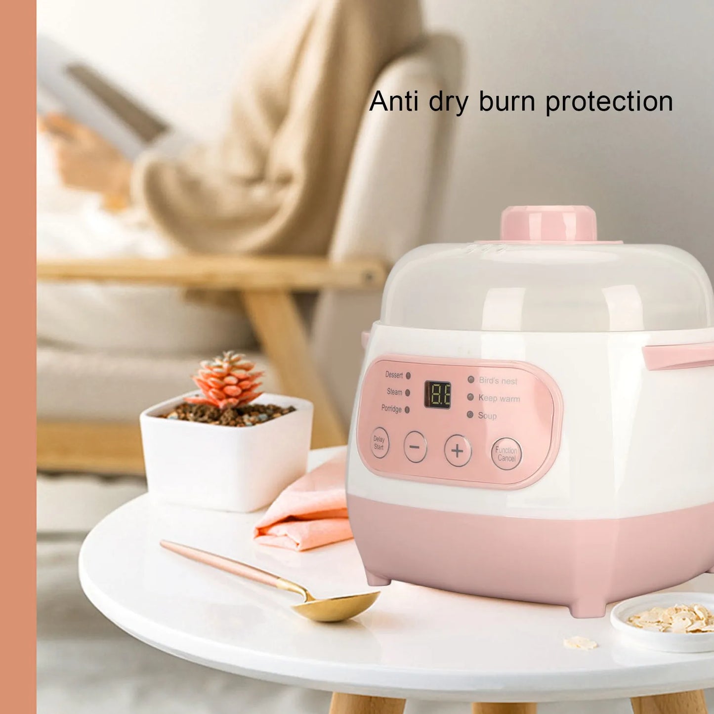 Romellar Mini Rice Cooker Electric Stew Pot Anti Dry Burn