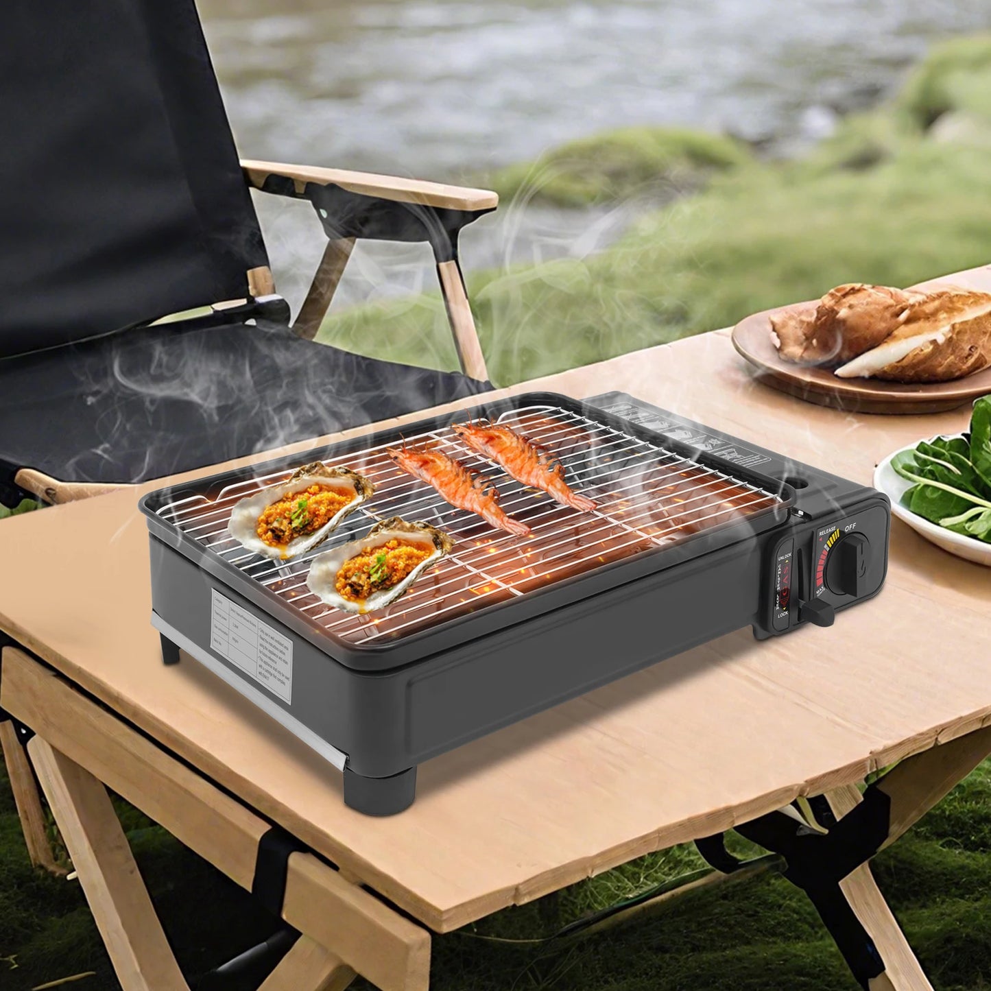Portable 2.2KW Butane Grill Stove For LPG And 220g Canister