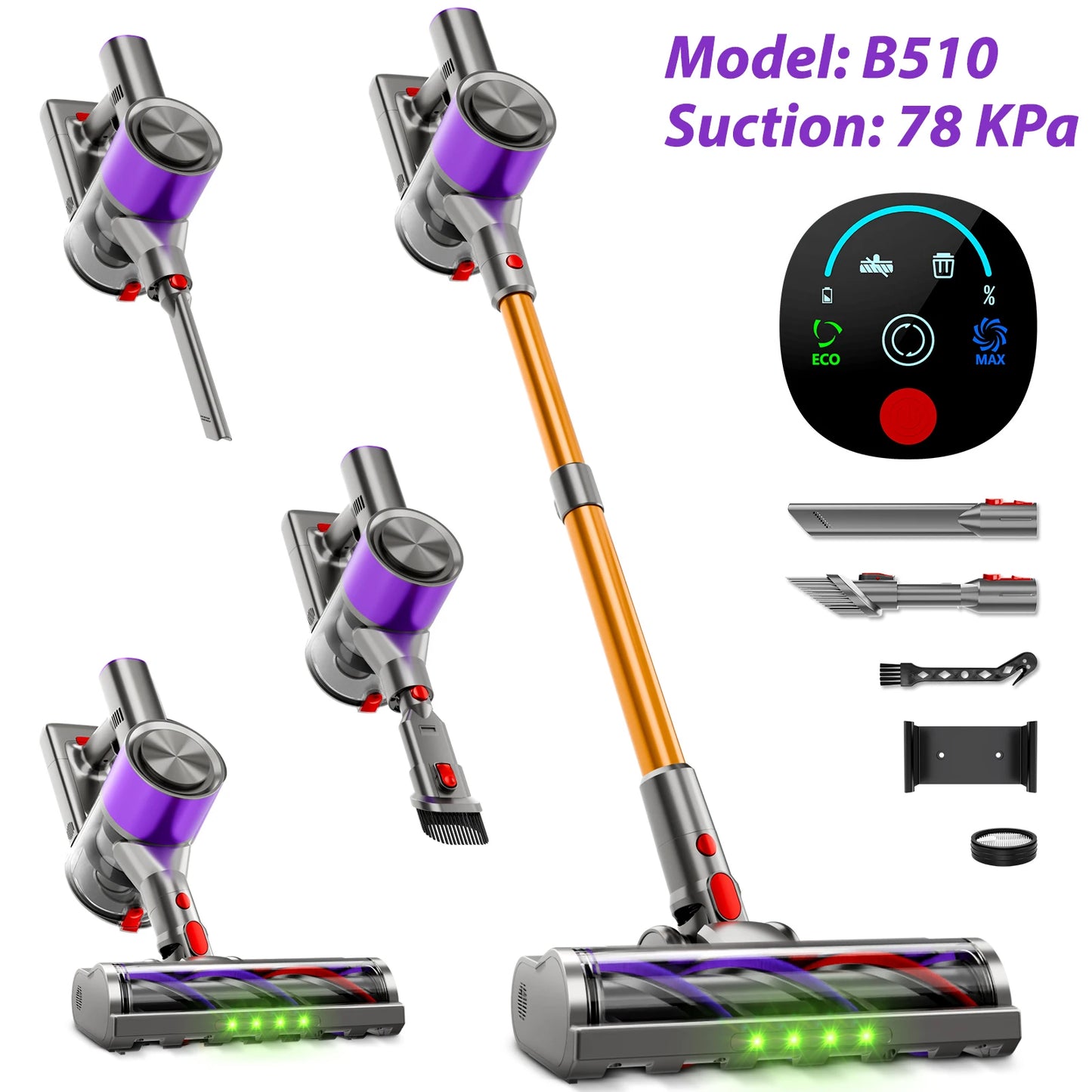 Honki Cordless Stick Vacuum LED Display Auto Stand Pet Hair