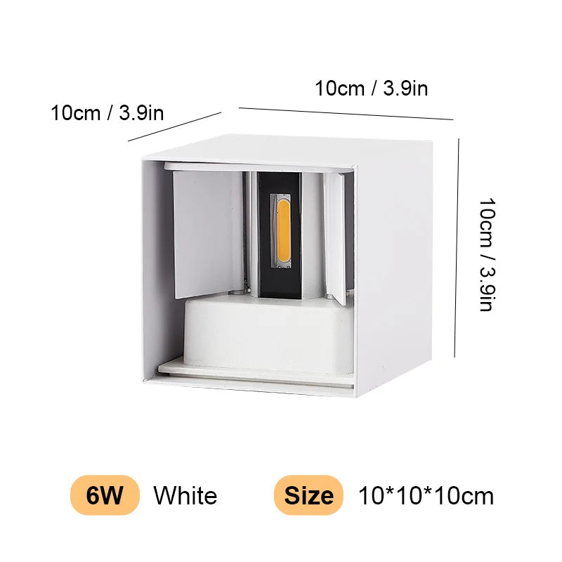 Pumous Aluminum LED Outdoor Wall Light IP65 Waterproof 12W