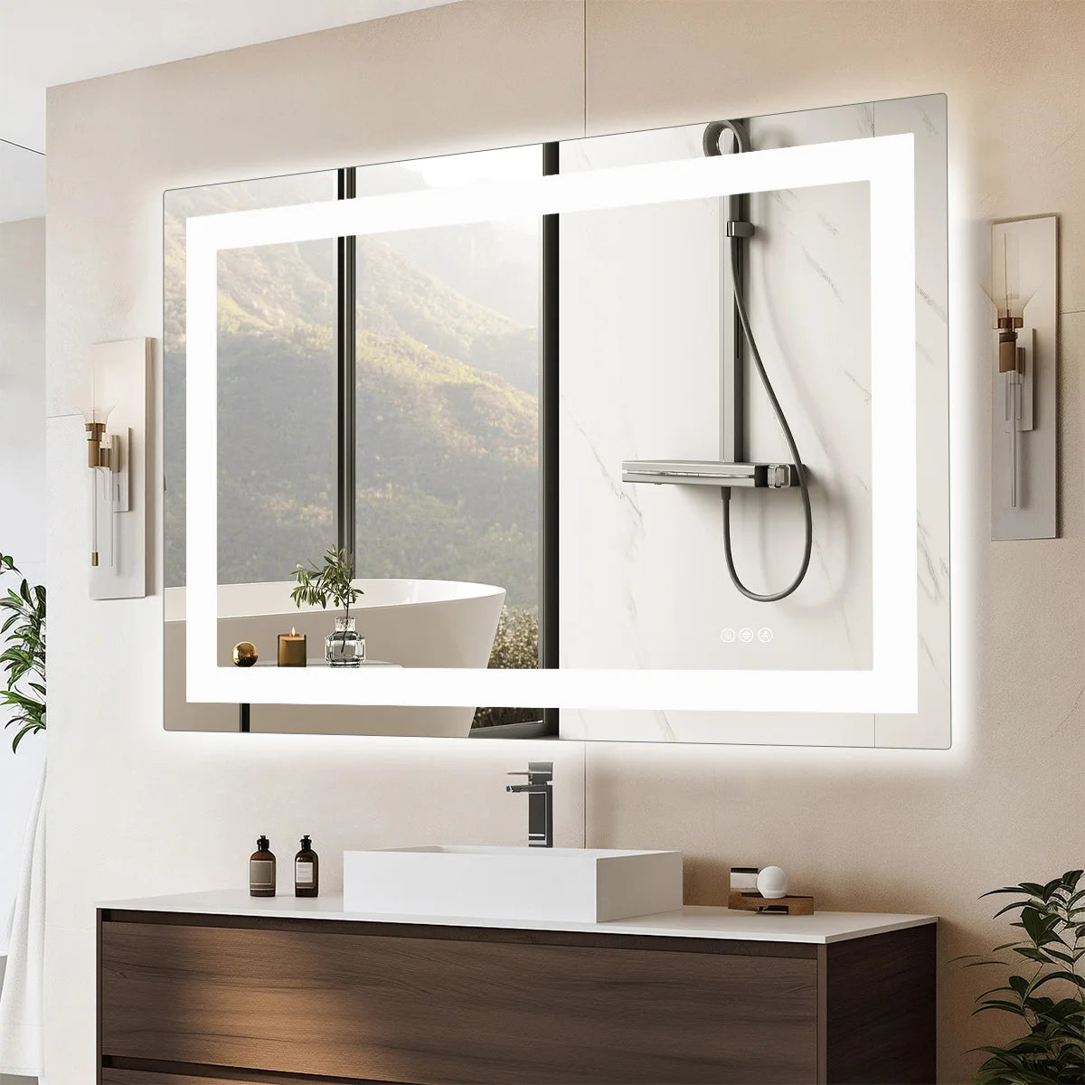 JHK LED Bathroom Vanity Mirror With Memory Function Front Light And Backlit