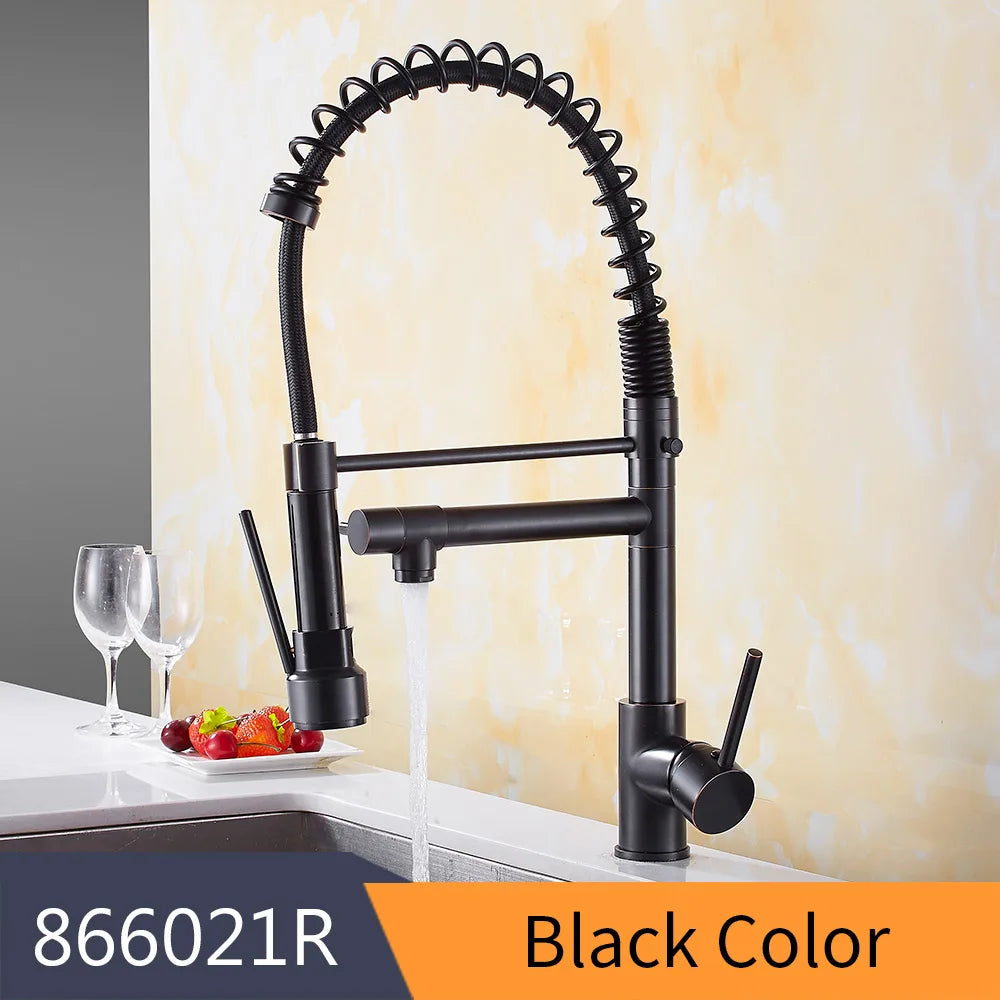 Gold Kitchen Faucets Gold Torneira Para Cozinha Faucet for Kitchen Sink Single Pull Out Spring Spout Mixers Hot Cold Water Tap