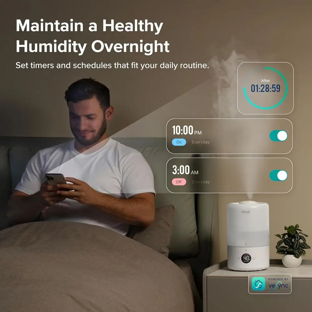 Ultra Quiet Humidifier With Auto Shut Off Smart App And Voice Control