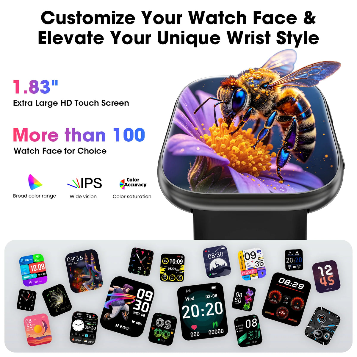 Bluetooth Calling Smartwatch Fitness Tracker Heart Rate SpO2 Sleep Monitor