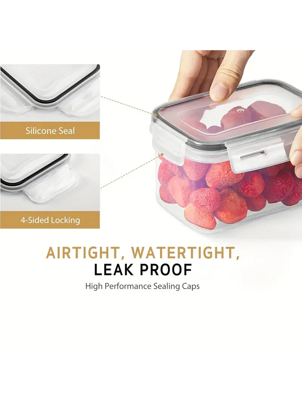 Airtight Rectangular Food Storage Containers With Labels