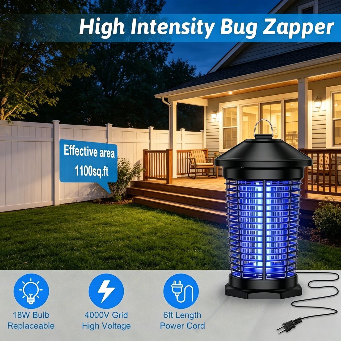 Outdoor Bug Zapper 4000V Indoor Mosquito Killer Lantern Waterproof Trap
