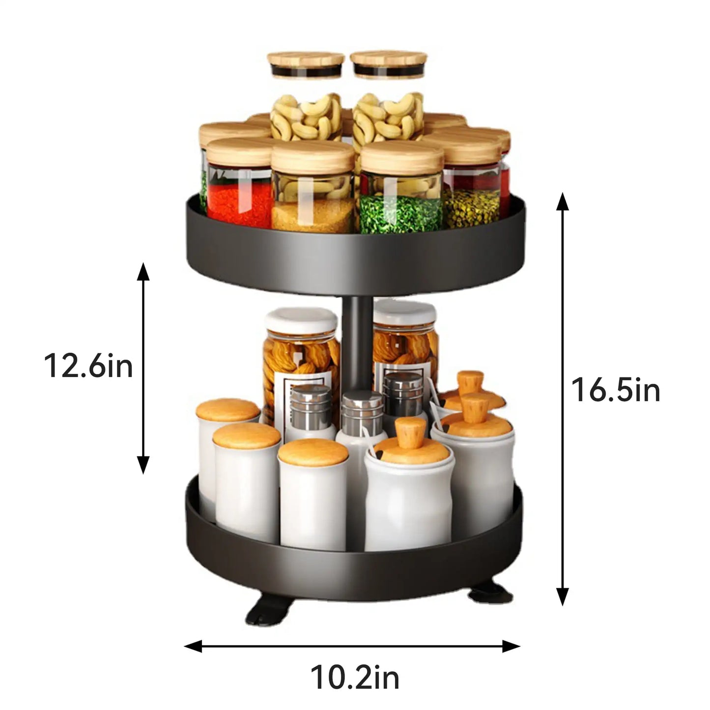Two Tier Rotating Spice Rack Organizer for Kitchen Counter