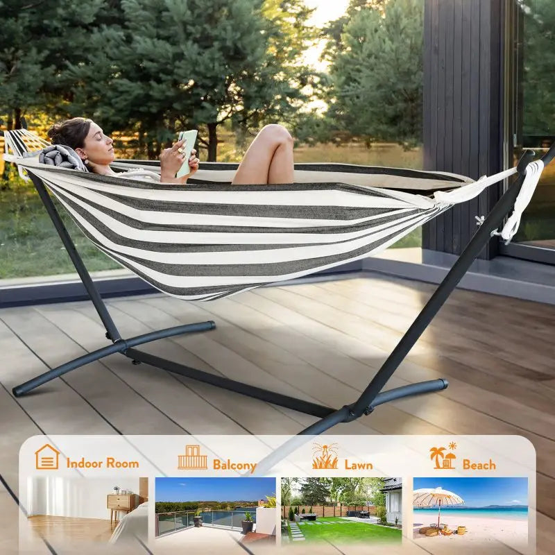 Gyroor Adjustable Stand Hammock 600 Lb Capacity For Outdoor Relaxation