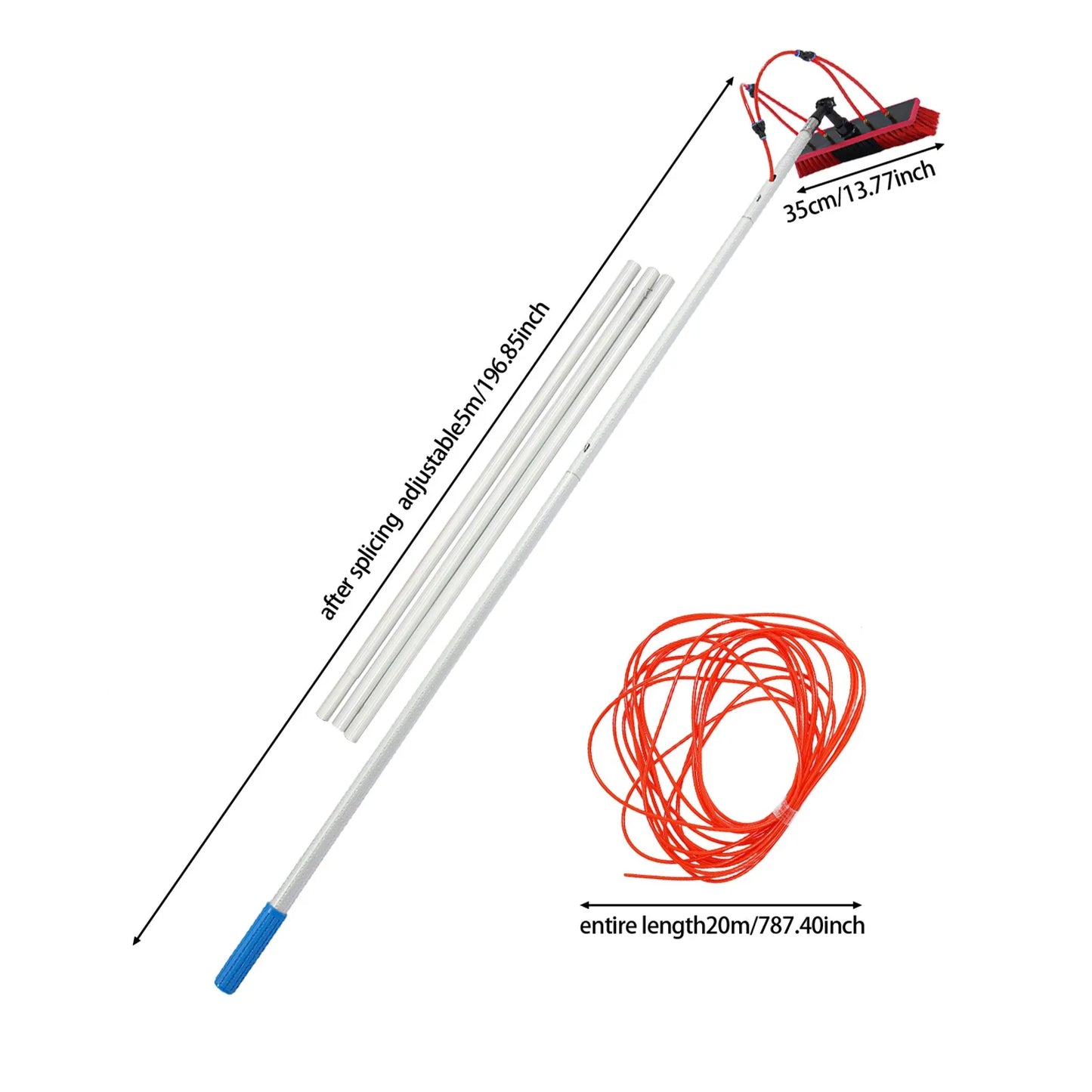 Solar Panel Cleaning Brush With Telescopic Pole And Water Fed System Hose Kit