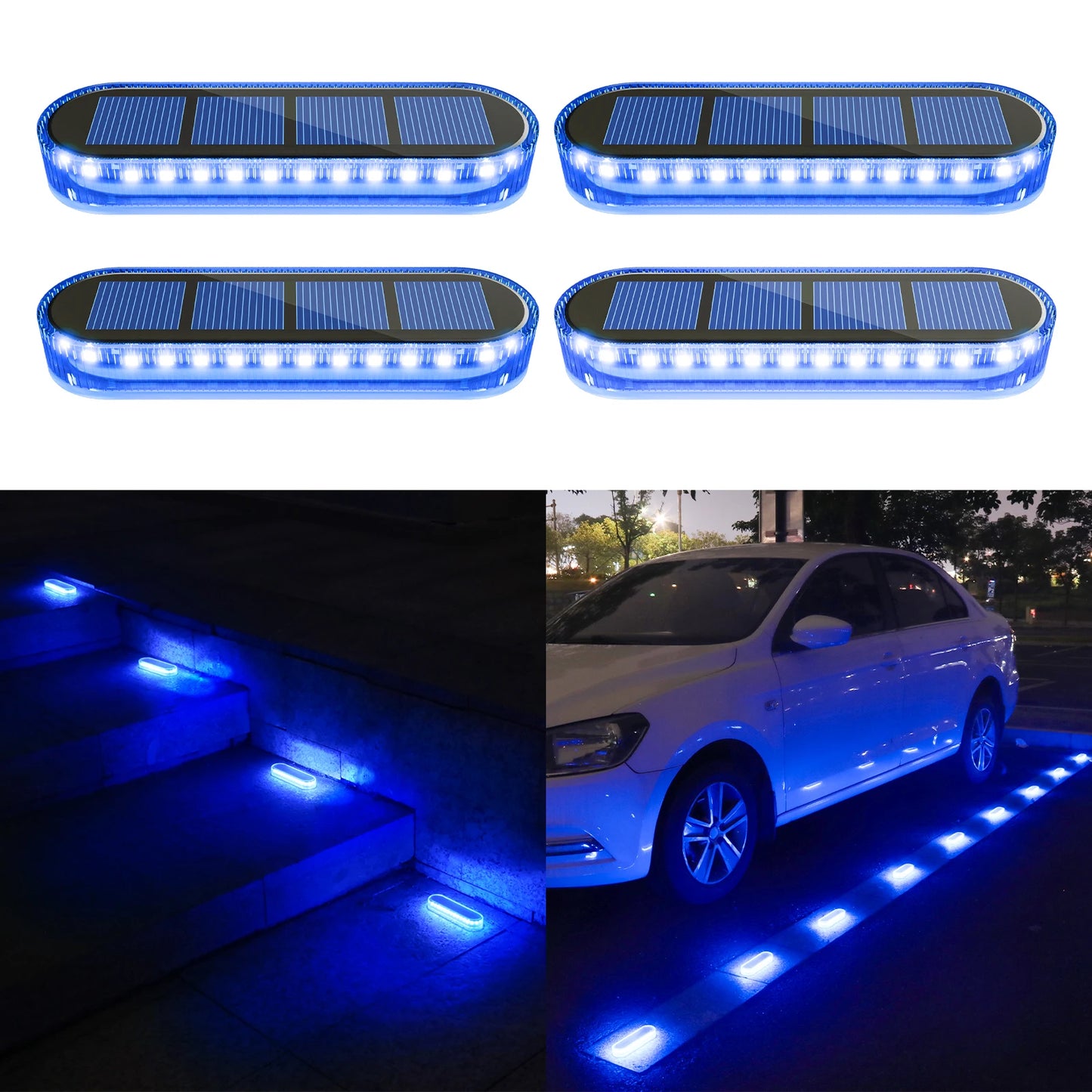 Solar LED Deck Lights 4 Pack Auto On Off Outdoor IP68 Waterproof