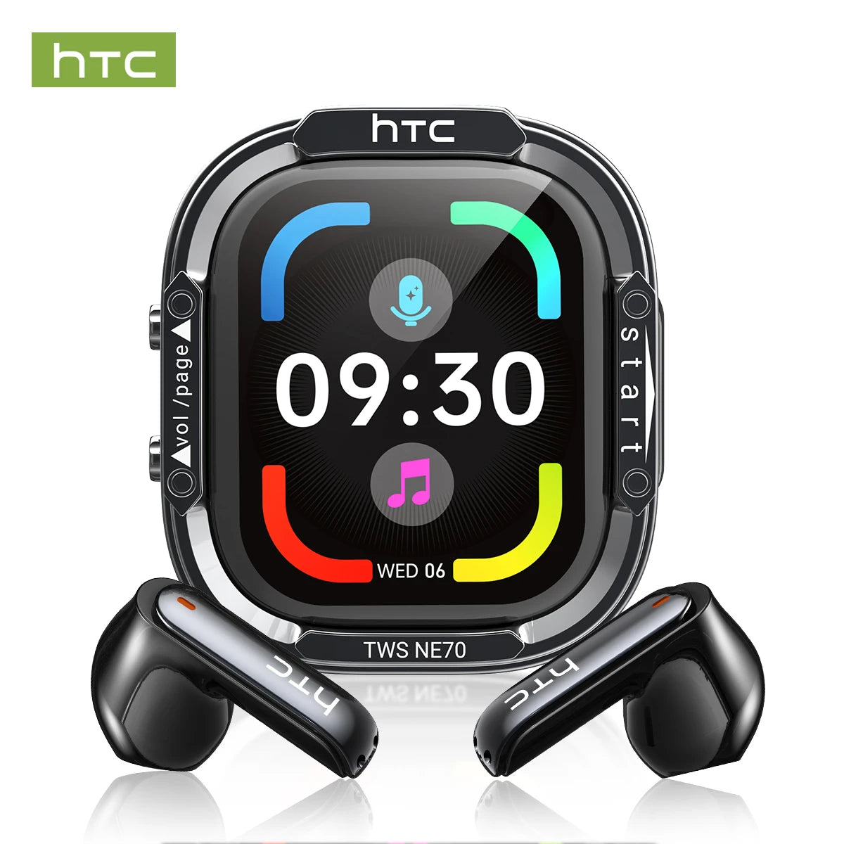 Wireless Headphones Bluetooth HTC NE70 Earphones Microphones Earbuds AI Translator 30Hours of Battery Life Full HD LCD Display