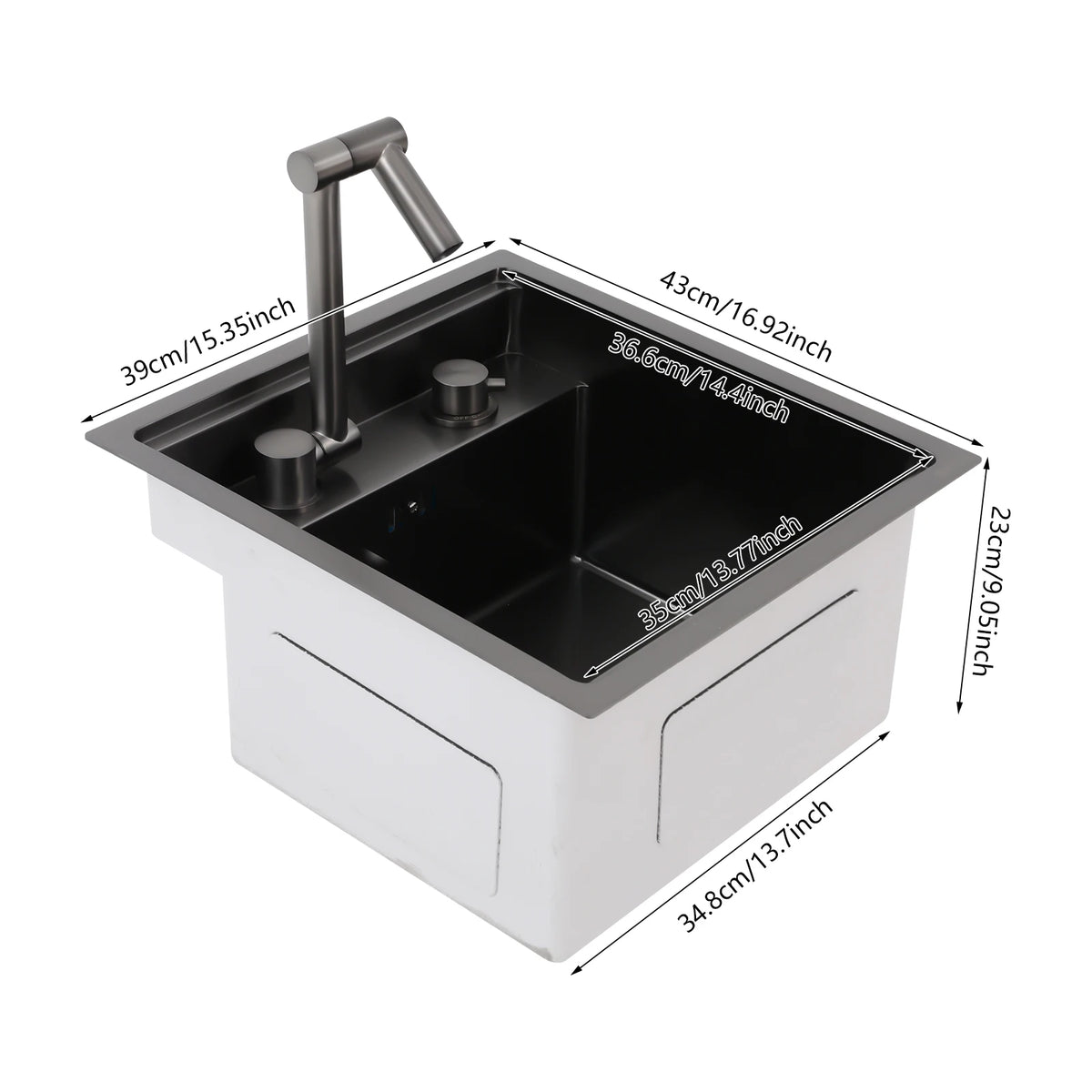 Bymaocar Stainless Steel Single Bowl Kitchen Sink With Rotating Faucet