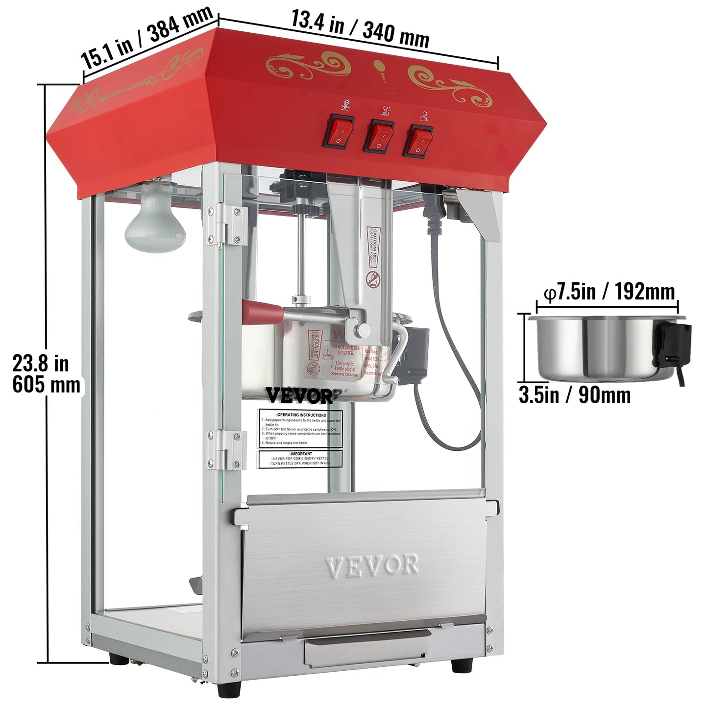 SucceBuy Commercial Electric Popcorn Maker 500W 110V