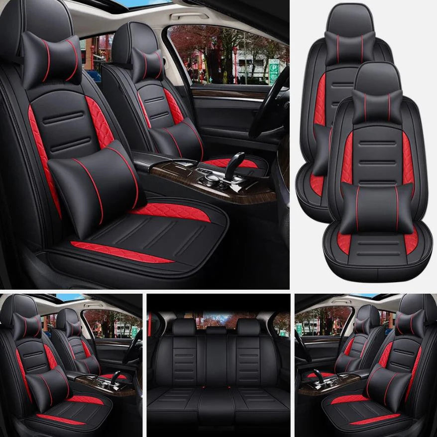 PU Leather Quilted Car Seat Covers For Honda 5 Seat Front And Rear Full Set