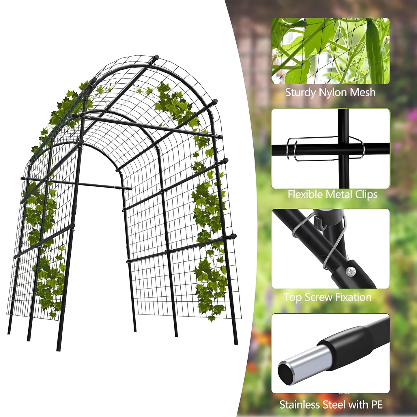 HiMISS Garden Arch Trellis Adjustable Outdoor Arbor For Climbing Plants