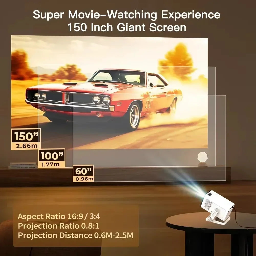 LynCast Mini Projector With WiFi 6 Bluetooth 5.4 1080P 4K Support