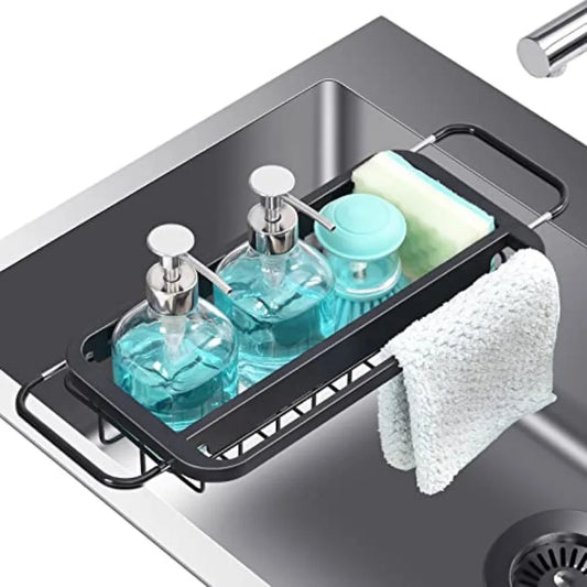 Expandable Sink Caddy Over The Sink Organizer Dish Towel Bar Stainless Steel