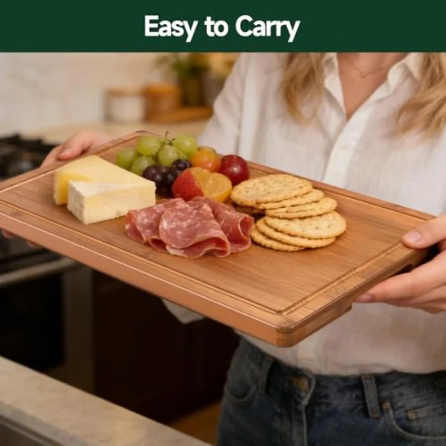 Wood Cutting Board With Deep Juice Grooves And PreOiled Finish