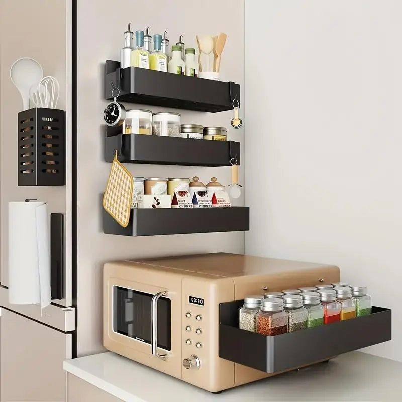 Magnetic Refrigerator Spice Rack 4 Pack Kitchen Organizer Shelf