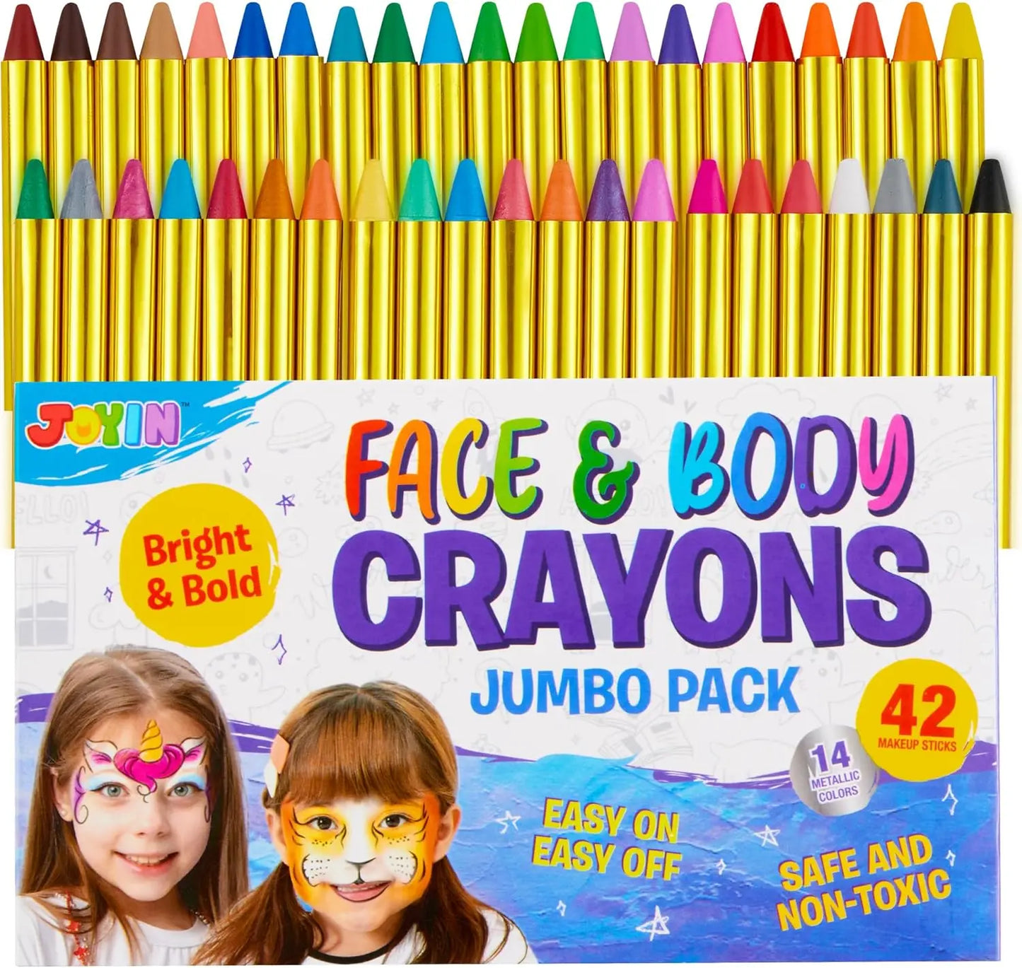 Joyfy 42 Piece Face And Body Paint Crayons Kit Pro