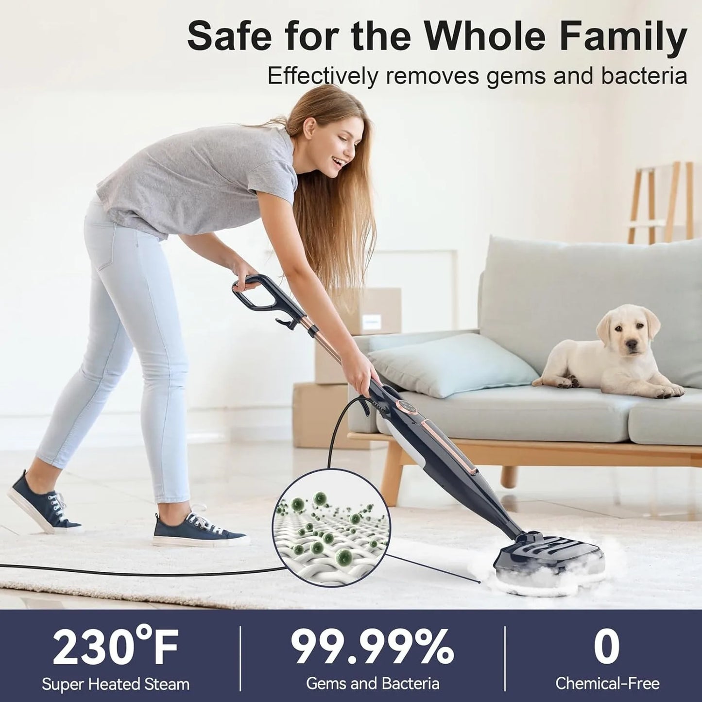 INSE VM6 Steam Mop With Rotating Floor Pad For Homes
