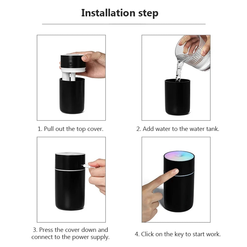 Portable USB Humidifier Aroma Diffuser With Wireless Charging