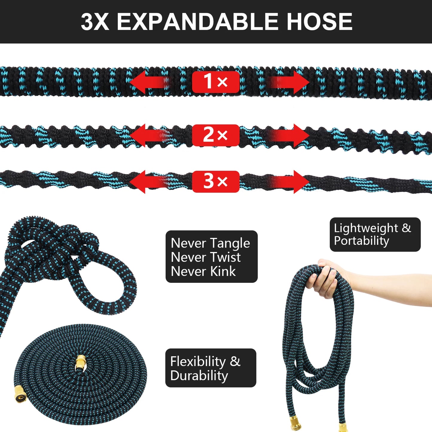 GardenJoy Expandable Garden Hose With 7 Function Spray Nozzle