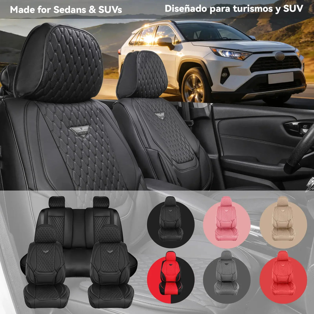 Universal Waterproof Leather Car Seat Covers Full Set For Sedans And SUVs