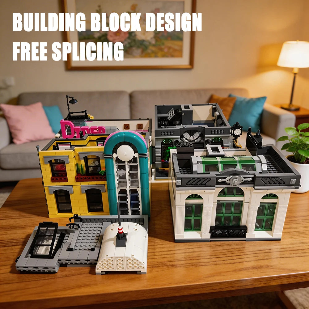 Downtown City Building Blocks Set Architecture Model Kit