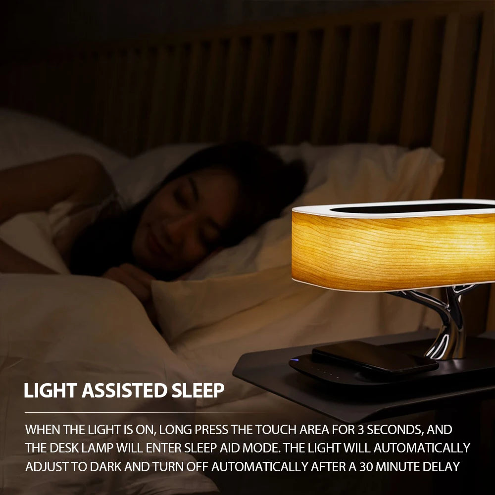 Wireless Charging Speaker Bedside Lamp With Adjustable Ambient Light