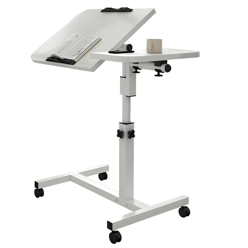 Movable Overbed Table With Wheels, Adjustable Height Overbed Table, Rolling Tray Table, Medical Bedside Desk For Home Office