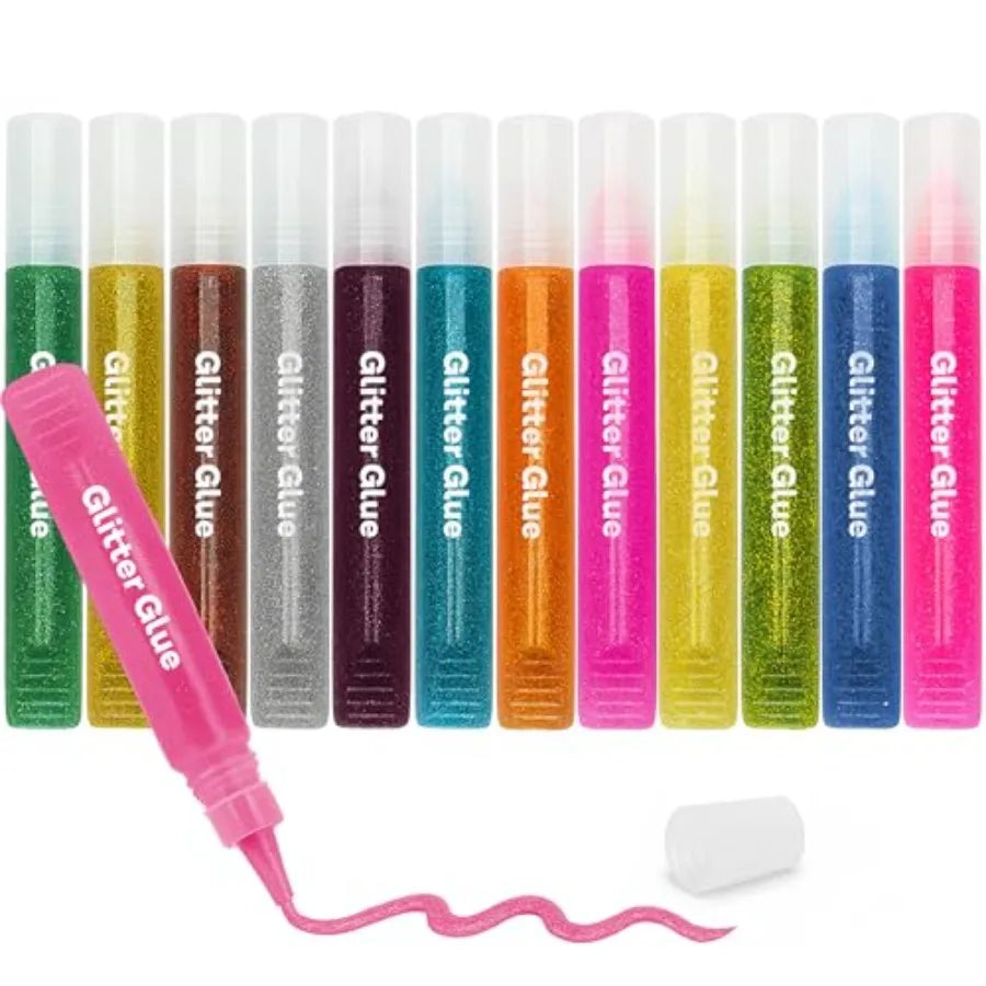Glitter Glue Pens 12 Pack Non Toxic Washable Craft Supplies
