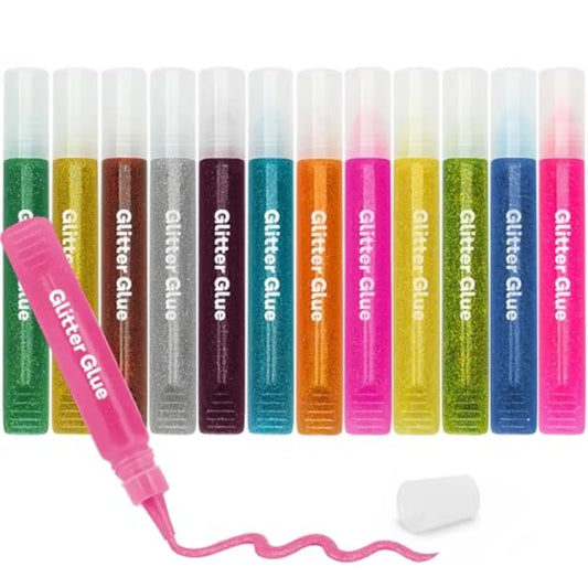 Glitter Glue Pens 12 Pack Non Toxic Washable Craft Supplies