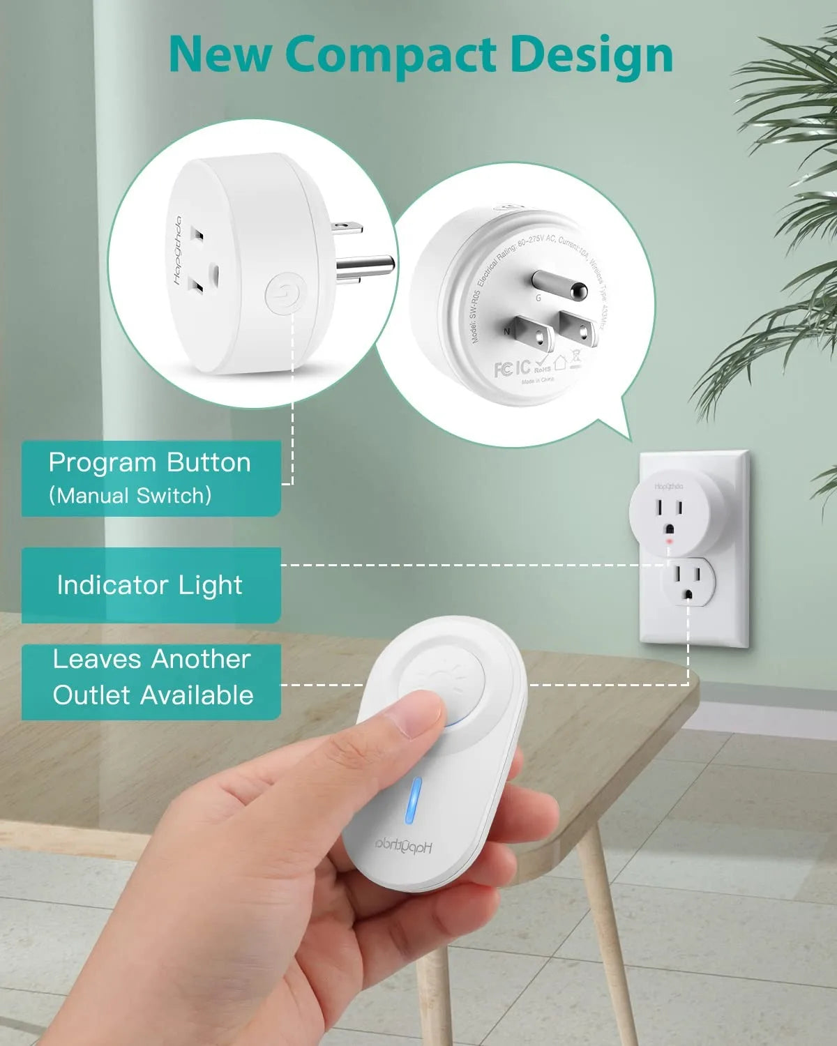 Remote Light Switch 15A No Wiring Needed Smart Plug Adapter