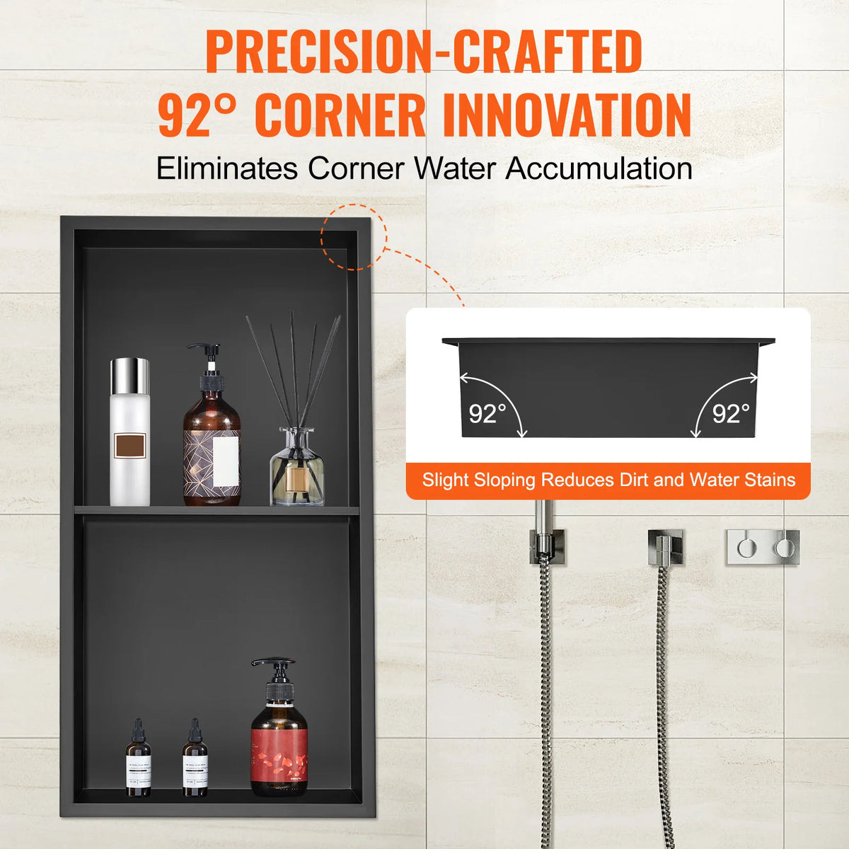 SucceBuy 304 Stainless Steel Shower Niche Double Recessed Shelves