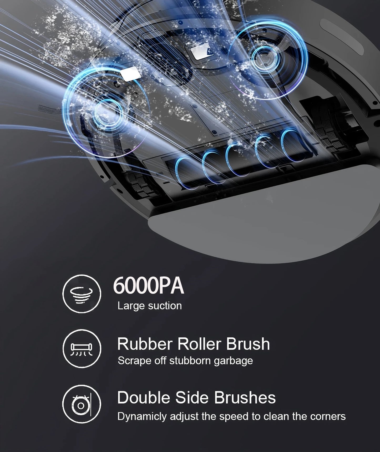 Boaimore Robot Vacuum Cleaner Combo and Mop 6000PA Strong Suction