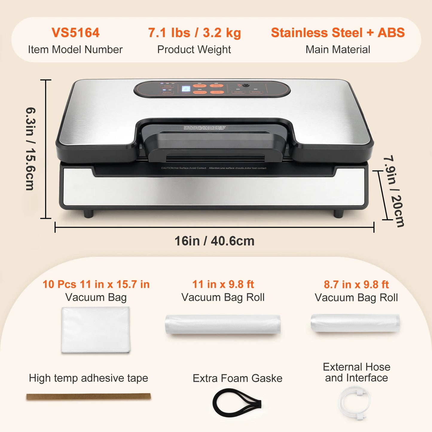 SucceBuy Vacuum Sealer Machine 90Kpa 130W For Fresh Food Storage