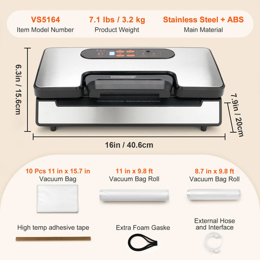 SucceBuy Vacuum Sealer Machine 90Kpa 130W For Fresh Food Storage